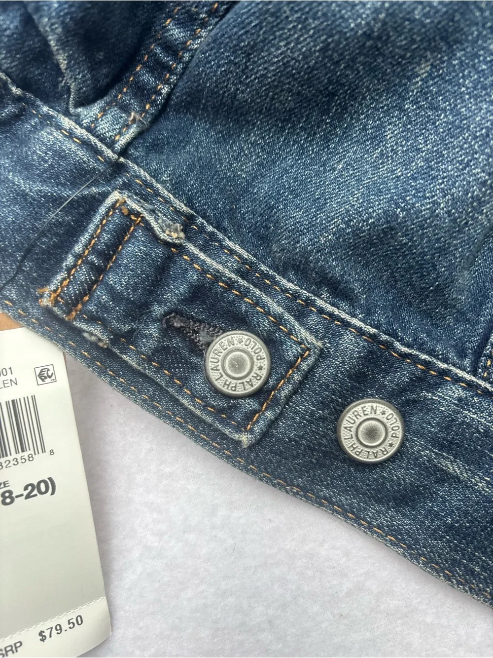 Ralph Lauren Dark Blue Denim Jacket with Flag Patch